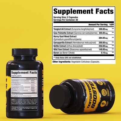 Testosterone Booster - Testosterone Supplement for Men - Male Enhancing Pills for Muscle Growth, Libido, Stamina, Strength - Tongkat Ali Muscle Builder Workout Supplement - Total T Test Boost - 2 PACK