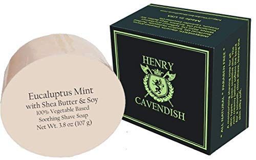 Henry Cavendish Eucalyptus Mint Shaving Soap with Shea Butter Coconut Oil. Long Lasting 3.8 oz Puck Refill. Himalaya Fragrance. All Natural. Rich Lather, Smooth Shave. For Ladies and Gentlemen.