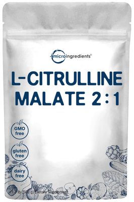 Pure L Citrulline Malate 21 Powder, 500 Grams, Filler Free, Vegan Citrulline Supplement and Citrulline Nitrate, Supports Muscle Performance, Endurance and Strength, Unflavored, Dissolve Easily