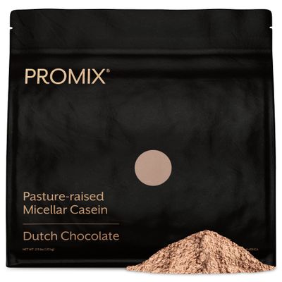 Promix Casein Protein Powder, Chocolate - 2.5lb Bulk - Grass-Fed 100 All Natural - Slow Sustained Recovery Post Workout Fitness - Shakes, Smoothies, Baking Cooking Recipes - Gluten-Free