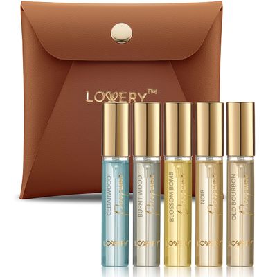 LOVERY Mini Perfumes for Women Perfume Gift Set, Woody Floral Women&#39;s Fragrances Perfume Set, 10ml Bottle Samples, Womens Perfume Sampler Sets, Man Cologne for Men Mini Travel Toiletries