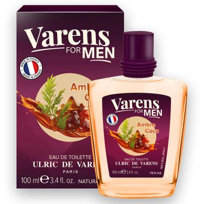 Ulric de Varens AMBRE COCA - Eau De Toilette for Men - Delicious, Intense, Sweet Scent - Notes of Vanilla, Cinnamon Amber- 3.4 Fl Oz