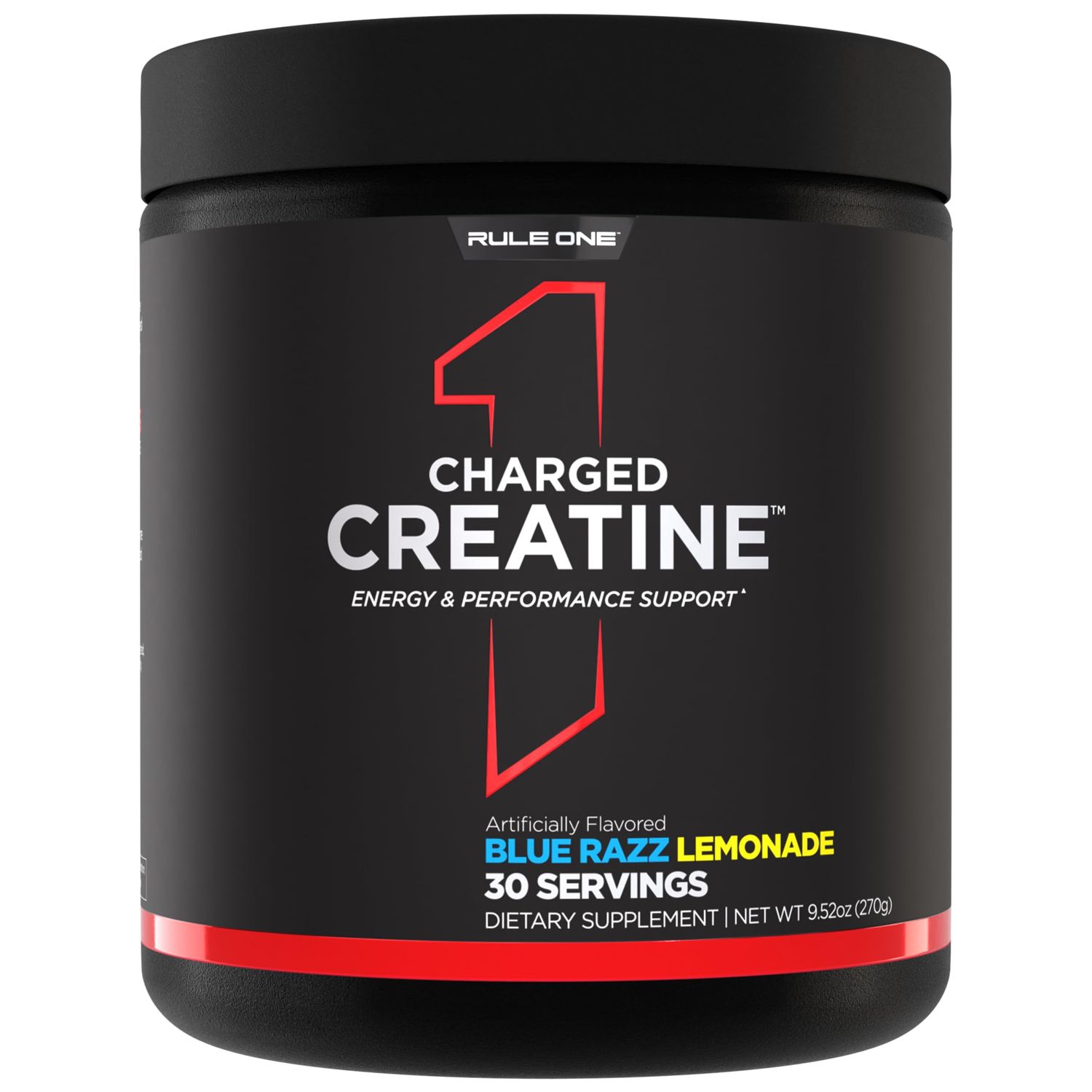 Rule 1 Charged Creatine - Multi-Function Workout Supplement with Creatine, Electrolyte, and Energy Blends for Intensity, Performance, Hydration Support (30 Servings, Blue Razz Lemonade)