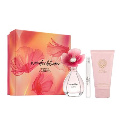 Vince Camuto Wonderbloom Women&#39;s Fragrance Gift Set, Includes 3.4 Fl Oz Eau de Parfum 5 Oz Body Cream 0.34 Fl Oz Pencil Spray