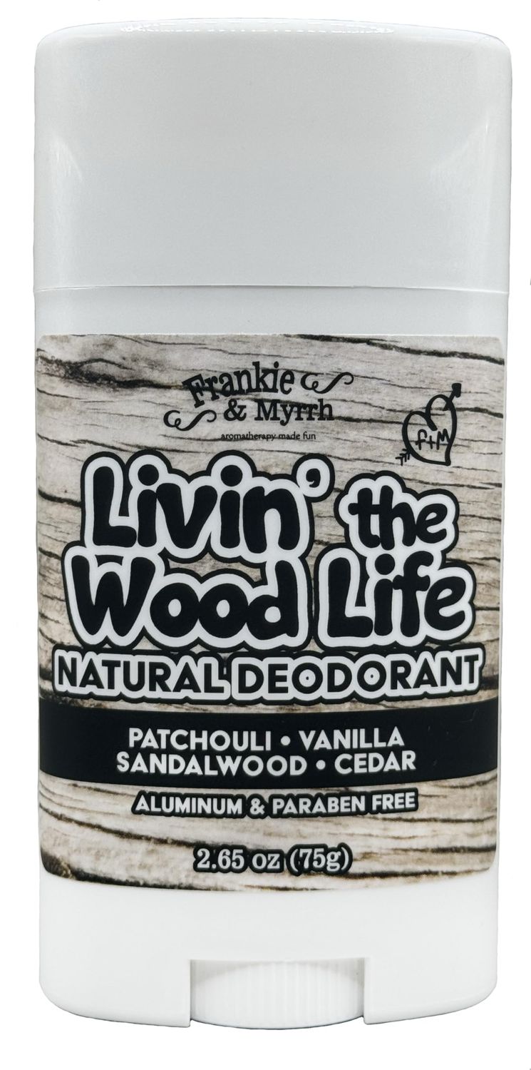 Frankie and Myrrh Wood Life Deodorant Patchouli Vanilla Sandalwood Real Essential Oil Aluminum-Free (2.56 oz)