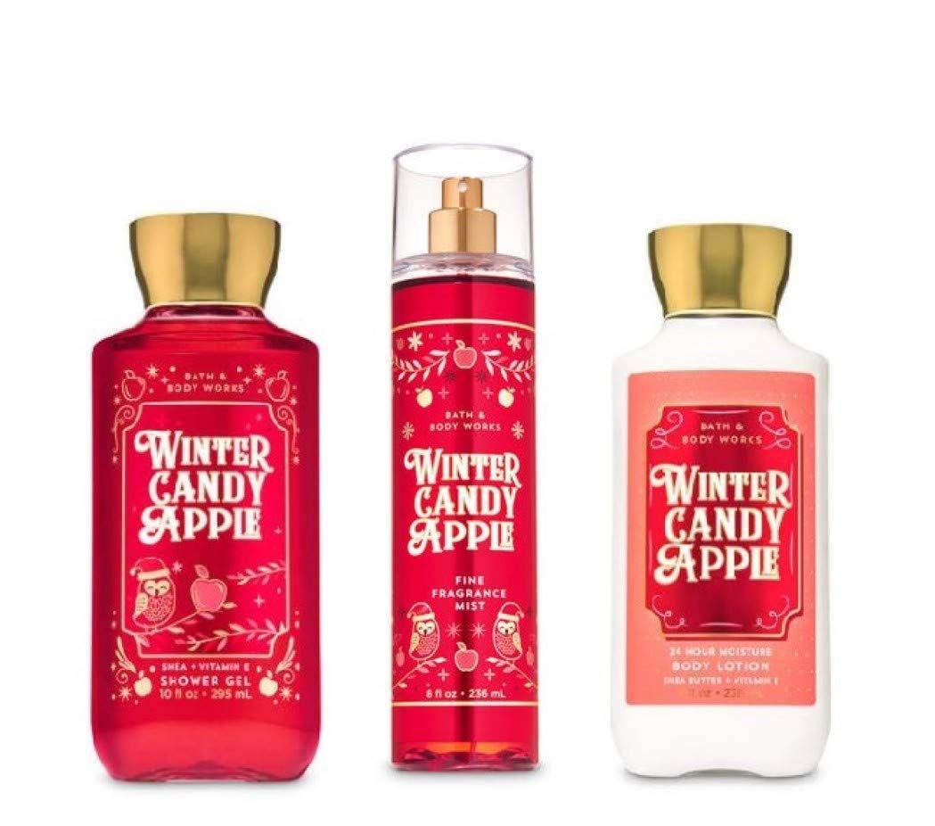 Bath and Body Works - Winter Candy Apple - Winter 2019 - Daily Trio - Shower Gel, Fine Fragrance Mist Super Smooth Body Lotion