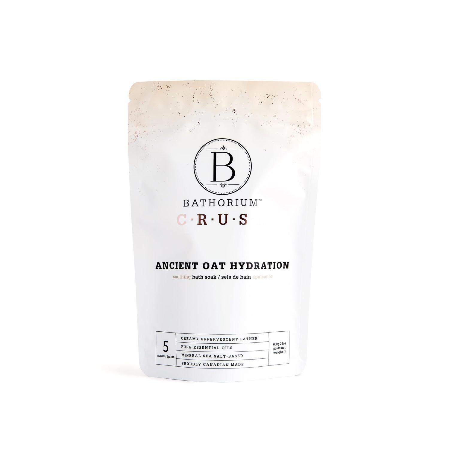 Bathorium Ancient Oat Hydration Crush 21 oz Luxurious Mineral Sea Salt Soak for Relaxation, Hydration, and Sleep - Skin-Soothing Colloidal Oats and Light Floral Fragrance, 5 Soaks