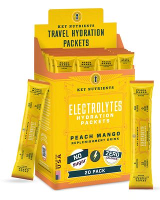 KEY NUTRIENTS Electrolytes Powder Packets - Tropical Peach Mango 20 Pack Hydration Packets - Travel Hydration Powder - No Sugar, No Calories, Gluten Free - Made in USA - Peach Mango