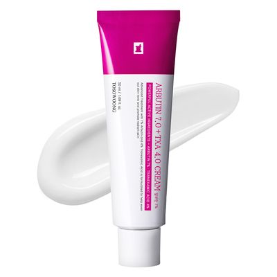 TOSOWOONG Arbutin 7 Tranexamic Acid 4 Cream, 70,000ppm Arbutin, 40,000ppm TXA, Niacinamide, Glutathione, Dark Spots, Freckle, Blemishes, Pigmetation, Korean Skin Care, 50ml, 1.69 fl.oz.