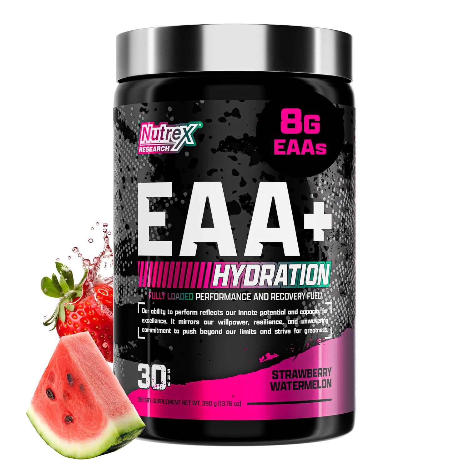 Nutrex Research EAA Hydration EAAs BCAA Powder Muscle Recovery, Strength, Muscle Building, Endurance 8G Essential Amino Acids Electrolytes Strawberry Watermelon 30 Serving