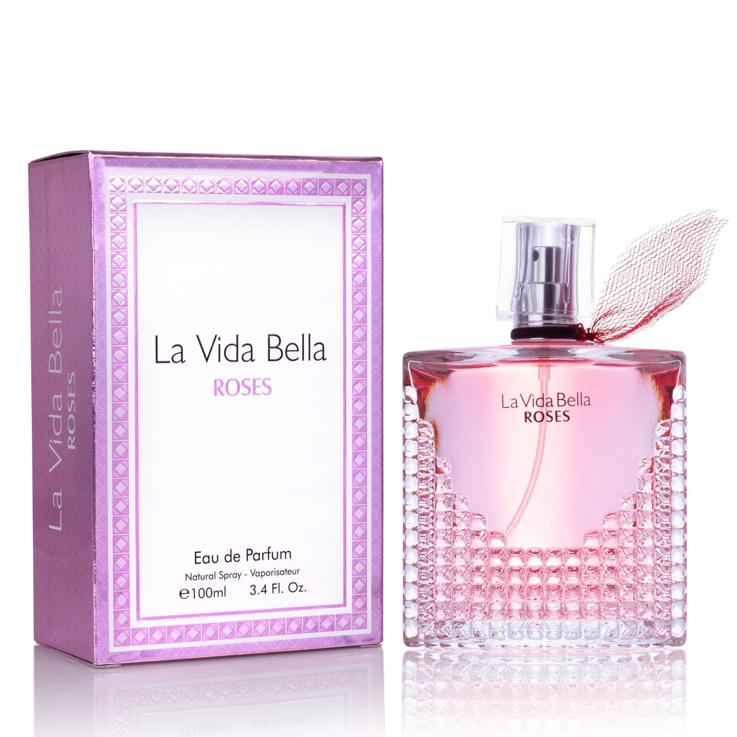 La Vida Bella Roses for Women Eau De Parfum - Floral Amber Fragrance that Combines Top Notes of Raspberry, Pink Pepper Bergamot - Sugary Rush Citrusy - Spicy Rich Aromatic Scent 100ml Bottle