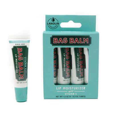 Vermont&#39;s Original Bag Balm Fragrance Free Lip Balm with Vitamin E Pack of 4 0.3oz Tubes