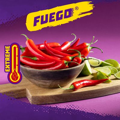 Takis Fuego 17 oz Fiesta Size Bag, Hot Chili Pepper Lime Flavored Extreme Spicy Rolled Tortilla Chips