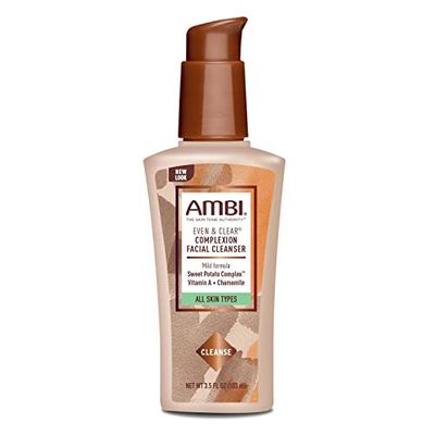 Ambi Even Clear Complexion Facial Cleanser, For Men Women, All Skin Types, Sweet Potato, Chamomile, Green Tea, Hydroquinone-free, Soap-free, Alcohol-free, Fragrance-free, Dye-free, 3.5 Fl Oz