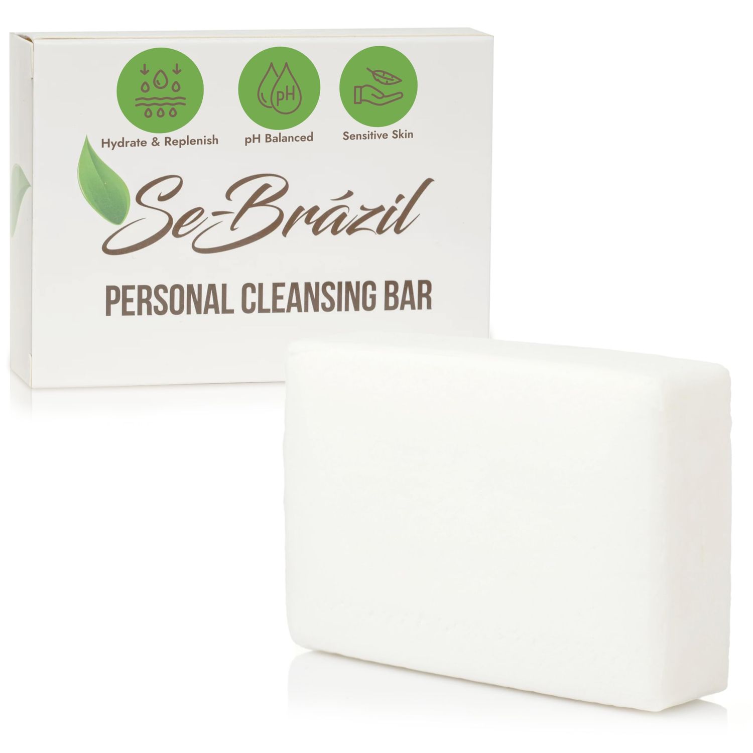 Personal Cleansing Bar by Se-Brzil All Natural Soap-Free Organic Ingredients for Intimate Cleansing and Hydration, Cleansing Bar for Sensitive Skin, Body Odor and pH Balance, Fragrance-Free