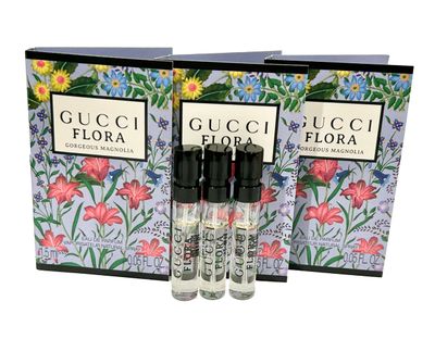 Gucci Flora Gorgeous Magnolia Sample Perfume Women EDP Spray 1.5 ml 0.05 oz - set of 3