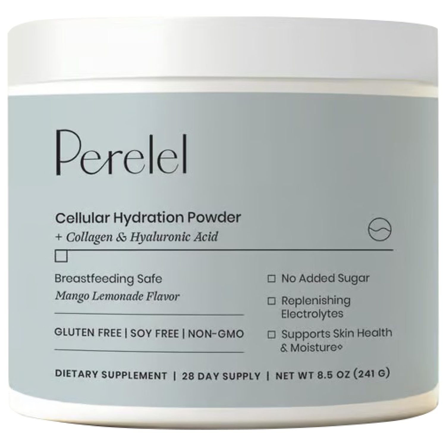 Perelel Cellular Hydration Powder - Breast-Feeding Safe Electrolytes Powder, No Sugar Added - Support Skin Hydration with Hyaluronic Acid, Collagen Electrolytes for Pregnant Women (28 Servings)