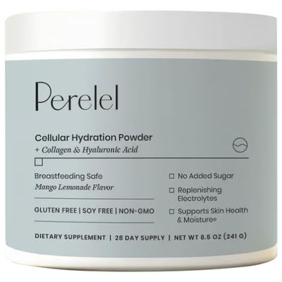 Perelel Cellular Hydration Powder - Breast-Feeding Safe Electrolytes Powder, No Sugar Added - Support Skin Hydration with Hyaluronic Acid, Collagen Electrolytes for Pregnant Women (28 Servings)