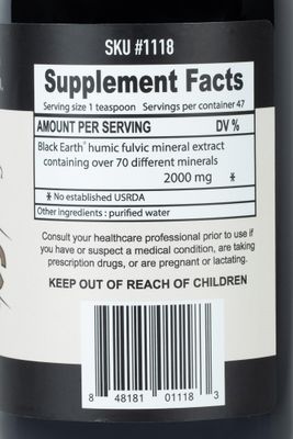 THE FOOD MOVEMENT CO. Black Earth Fulvic Acid - Humic Fulvic Minerals with Electrolytes for Digestive Health and Exercise Recovery, 8 oz Trace Minerals Supplement
