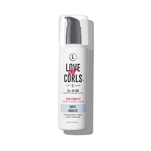 Love Ur Curls Fragrance Free All in One Curl Cream Styler for Wavy Textured Hair, Repair, Define, Hydrate Style with Shea Butter, 250mL