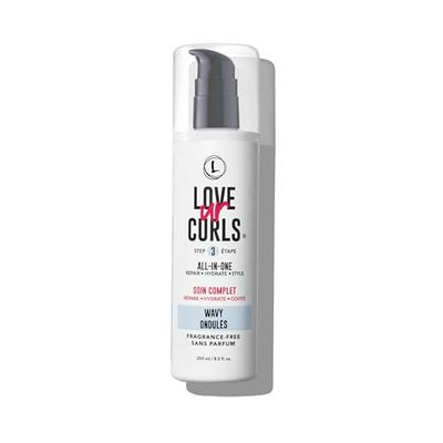 Love Ur Curls Fragrance Free All in One Curl Cream Styler for Wavy Textured Hair, Repair, Define, Hydrate Style with Shea Butter, 250mL