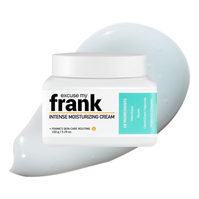 Excuse My Frank Intense Moisturizing Cream, Korean Face Cream, 24 Hrs Moisturizer Day Night, Oligo Hyaluronic Acid, Panthenol, Sensitive Skin, Vegan, Barrier Repair, Anti Aging, No Fragrance 5.29oz
