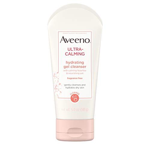 Aveeno Ultra-Calming Hydrating Gel Facial Cleanser with Calming Feverfew Nourishing Oat, Hypoallergenic, Fragrance-Free Non-Comedogenic, Unscented, 5 Ounce (Pack of 1)