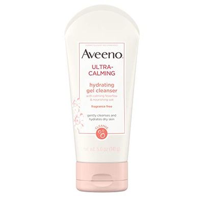 Aveeno Ultra-Calming Hydrating Gel Facial Cleanser with Calming Feverfew Nourishing Oat, Hypoallergenic, Fragrance-Free Non-Comedogenic, Unscented, 5 Ounce (Pack of 1)