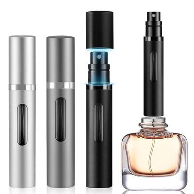 DIOHIO 5ml Perfume Atomizer Travel Refillable,Mini Cologne Dispenser, Bottom-Filling Fragrances Perfumes Bottle,Portable Sprayer Pocket Size for Women Men Cruise Car Trip Gift 3pcs (black-grey-silver)