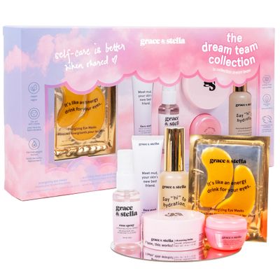 grace stella Award Mothers Day Gifts for Friends, Gifts for Her - Travel Essentials for Moms with Under Eye Masks, Serum, Cleanser, Lip Balm - Perfect for Anniversary, Birthdays - Vegan Self Care