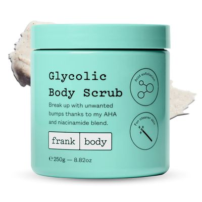 frank Body Glycolic Body Scrub Vegan, Cruelty Free, Exfoliating Body Scrub Helps to Fight Breakouts and Soothes Skin Marks with AHA, Pumice, Witch Hazel, and Niacinamide 8.82 oz 250 g
