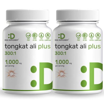 2 Pack Tongkat Ali Extract 3001 with Horny Goat Weed 1,100mg, 480 Capsules - Indonesian Longjack Eurycoma Longifolia Root - Extra Strength Herbal Supplement for Energy