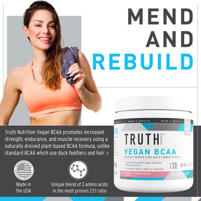 Truth Nutrition Vegan BCAA Powder- 211 Ratio Natural BCAAs Amino Acids Powder for Energy, Muscle Building, Post Workout Recovery Drink for Muscle Recovery (Pink Lemonade, 30 Servings)