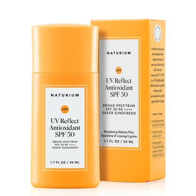 Naturium UV Reflect Antioxidant, Broad Spectrum SPF 50 PA Sheer Sunscreen, Lightweight Face Skin Protector with Soft Matte Finish, 1.7 oz