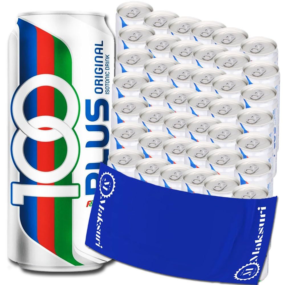 (42 Cans) 100 PLUS Isotonic Sports Drinks Hydration Maksuri Gym Towel Set 11fl oz