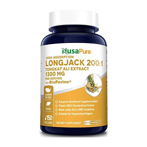 NusaPure Longjack Tongkat Ali 260,000mg 150 Veggie Caps (Non-GMO, Gluten Free) Bioperine