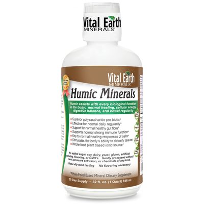 Vital Earth Minerals Humic Minerals - Fulvic Acid Supplement with 70 Trace Minerals, Electrolytes for Recovery Balance, 32 Oz 1 Oz Cup
