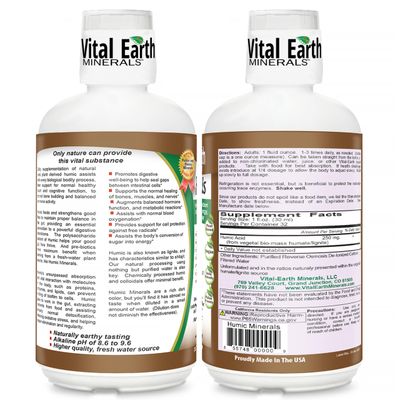 Vital Earth Minerals Humic Minerals - Fulvic Acid Supplement with 70 Trace Minerals, Electrolytes for Recovery Balance, 32 Oz 1 Oz Cup