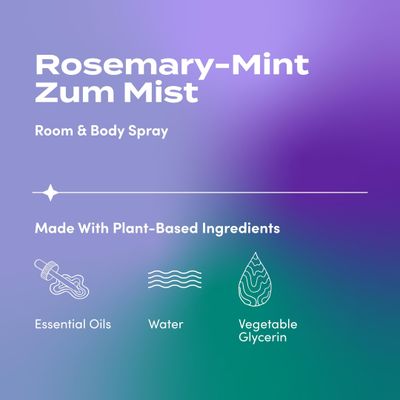 Indigo Wild Zum Mist Room Body Spray - Aromatherapy Essential Oil Spray - Natural Body Mist Room Spray - Rosemary-Mint Scent - 4 fl oz