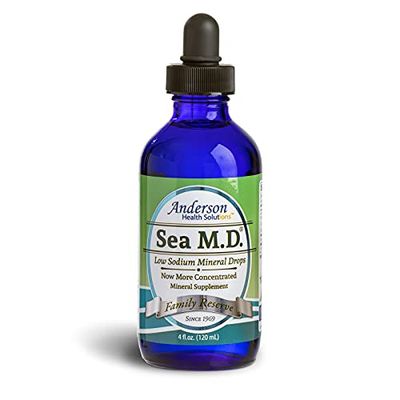 Anderson Sea M.D. Concentrated Trace Mineral Drops, Ionic Electrolyte Magnesium Supplement, Aids in Muscle Cramps, Joint Health, Liquid Magnesium, Easy to Take, 4 fl oz, 60 Servings