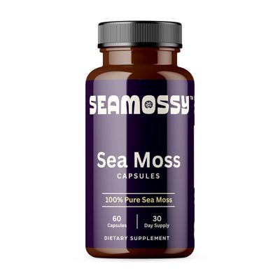 Seamossy Sea Moss Supplement, 100 Pure Organic Sea Moss, Skin Health, Immune, Digestive, Gut Support, Superfood, 300mg Powder Capsules, 60 ct.