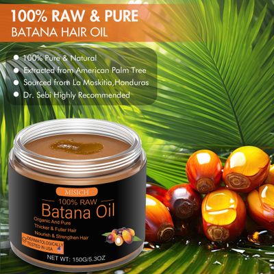 Dr. Sebi Raw Batana Oil for Hair Growth - 100 Natural Pure From Honduras, Unrefined Organic for Preventing Hair Loss, Enhancing Thickness for Men Women - 5.3 oz