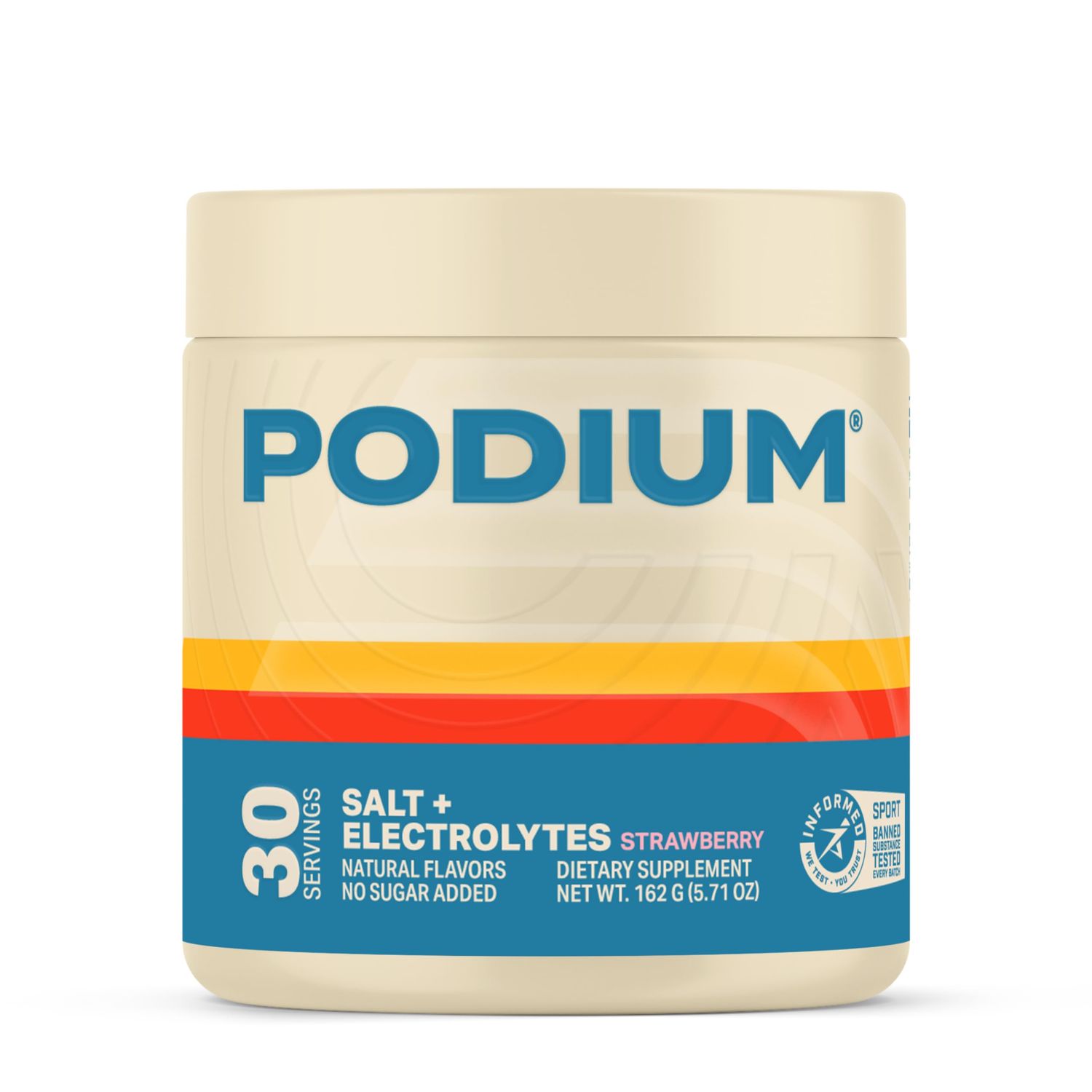Podium Nutrition Training Salt Electrolytes Powder, Strawberry, Post Workout Hydration Muscle Recovery Support, Electrolyte Drink, Magnesium, Potassium, Calcium Sodium Salts, 30 Servings