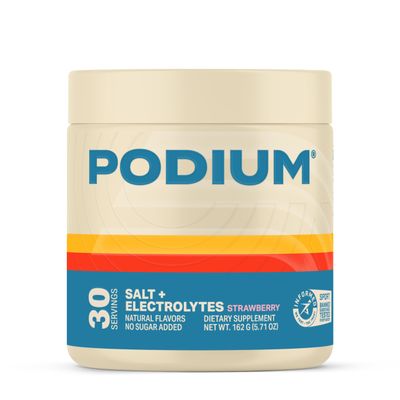 Podium Nutrition Training Salt Electrolytes Powder, Strawberry, Post Workout Hydration Muscle Recovery Support, Electrolyte Drink, Magnesium, Potassium, Calcium Sodium Salts, 30 Servings