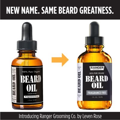 Beard Kit by Ranger Grooming Company by Leven Rose, 100 Organic Natural Fragrance Free Unscented Beard Oil, Boar Bristle Beard Brush, Natural Wood Comb Beard Care Starter Set for Men