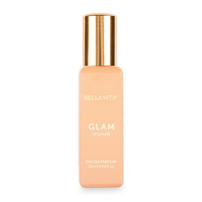 BellaVita Luxury GLAM Eau de Parfum Travel Size Edition 20 ml Long-Lasting Mini Perfumes for Women Notes Rose, Orange Zest Vanilla Compact Pocket Perfume for Women Cruelty-Free Perfume
