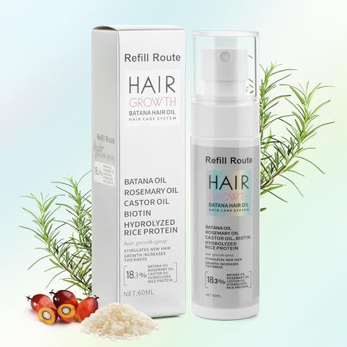 Batana Oil for Hair Growth Spray - Natural Raw Batana Oil Hair Regrowth Treatment for WomenMen with Rice Water, Biotin, Castor, Rosemary for Thicker, Stronger Hair - Vegan Hair Growth Spray