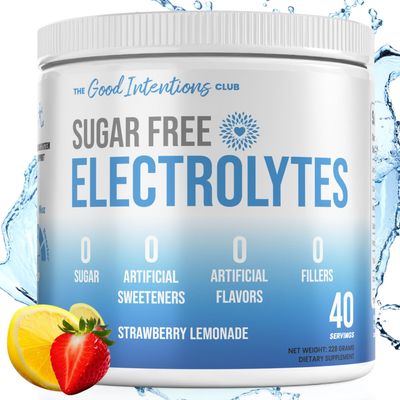 Electrolytes Powder No Sugar - No Artificial Sweeteners or Flavors, Strawberry Lemonade, 40 Servings - Hydration Powder - Sugar Free Electrolytes (40 Servings, Strawberry Lemonade)