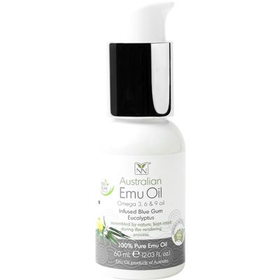 Emu Oil Pure Skin Moisturizer - Nail, Body, Face, Scalp Hair Moisturizer with Omega 3, 6, 9, Vitamins, Minerals - Australian Emu Oil for Skincare by Y-Not Natural - 60mL, Blue Gum Eucalyptus