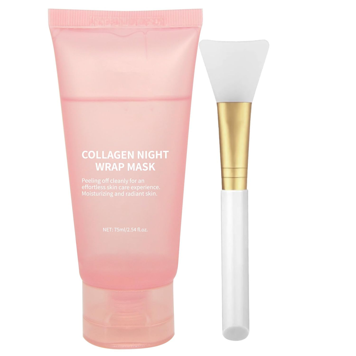2024 Collagen Overnight Wrapping Peel Off Facial Mask with Jelly Brush, Elasticity Hydration, Natural Ingredients for Firmer Skin, Reduces Sagging Dullness, Korean Skin Care75ml, 2.54 fl.oz)